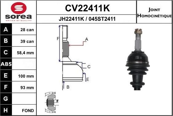 Шрус внутренний (граната) EAI. Артикул CV22411K