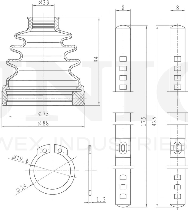 Пыльник ШРУС, комплект (Unio). Артикул DUC-30029K