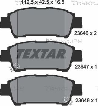 Тормозные колодки Textar задние для Toyota Sienna II 2003-2009. Артикул 2364601