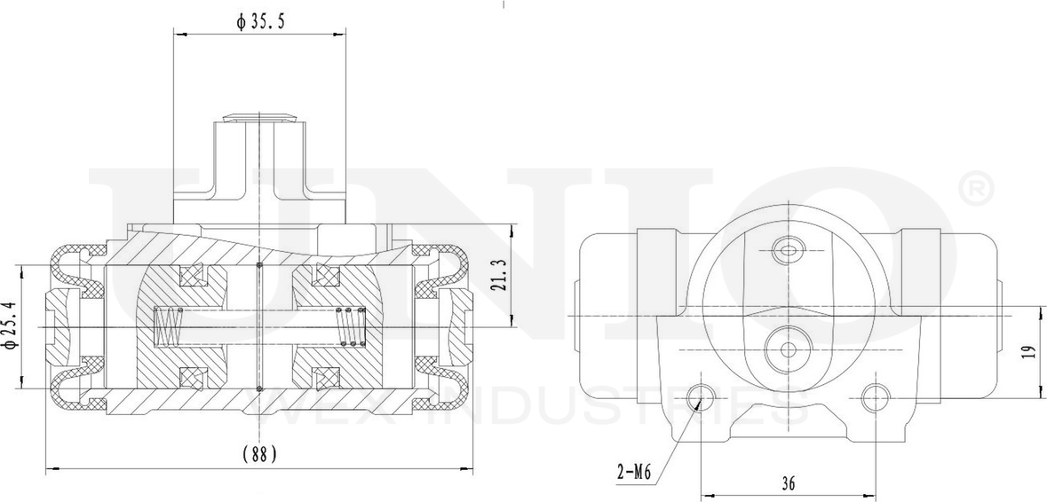 Цилиндр тормозной рабочий (Unio). Артикул BRC-20517