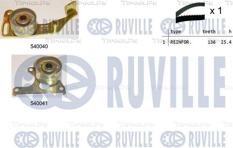 Ремень ГРМ с роликами (комплект) Ruville для Peugeot 205 1983-1994. Артикул 550066