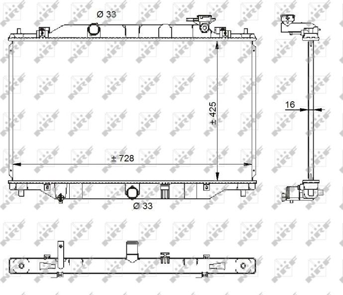 Радиатор охлаждения двигателя NRF (алюминий). Артикул 59206