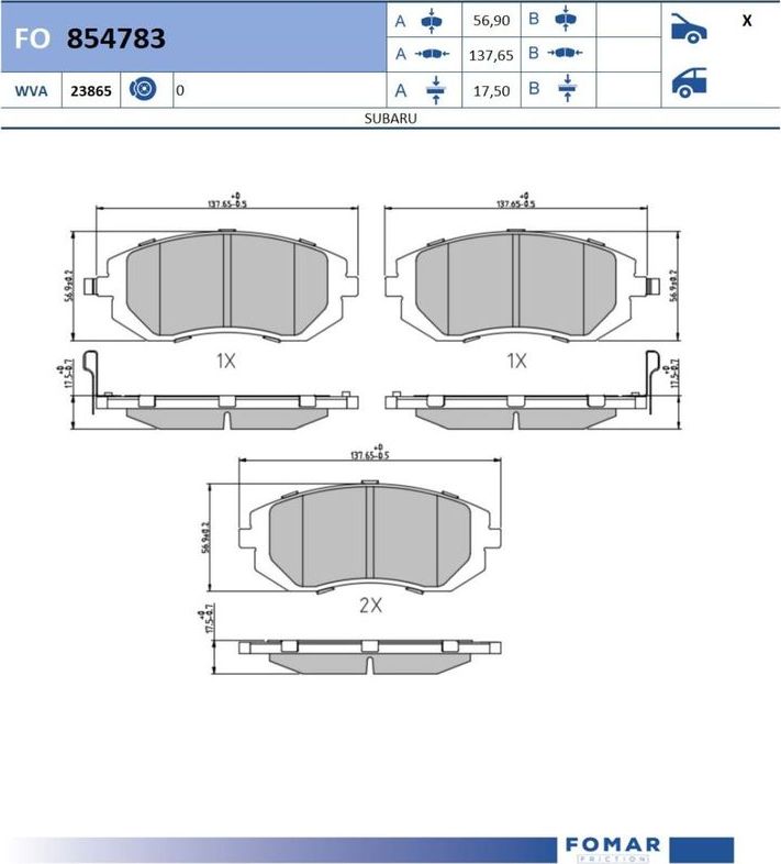 Тормозные колодки Fomar. Артикул FO 854783
