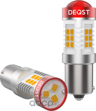 АВТОЛАМПЫ СВЕТОДИОДНЫЕ S25 P21W AMBER BA15S 12-24V (Deqst). Артикул 241002