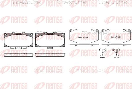 Тормозные колодки Remsa передние для Subaru Impreza II 2000-2009. Артикул 0599.12