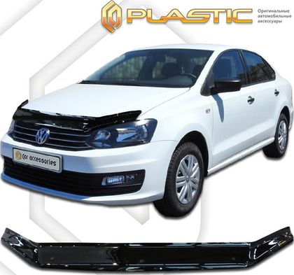 Дефлектор СА Пластик для капота (Classic черный) Volkswagen Polo седан 2015-2020. Артикул 2010010111687
