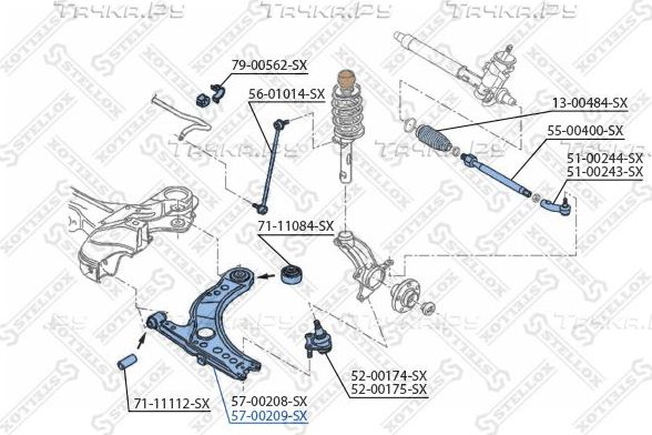 Рычаг передней подвески Stellox для Renault 9 1981-1987. Артикул 57-00209-SX
