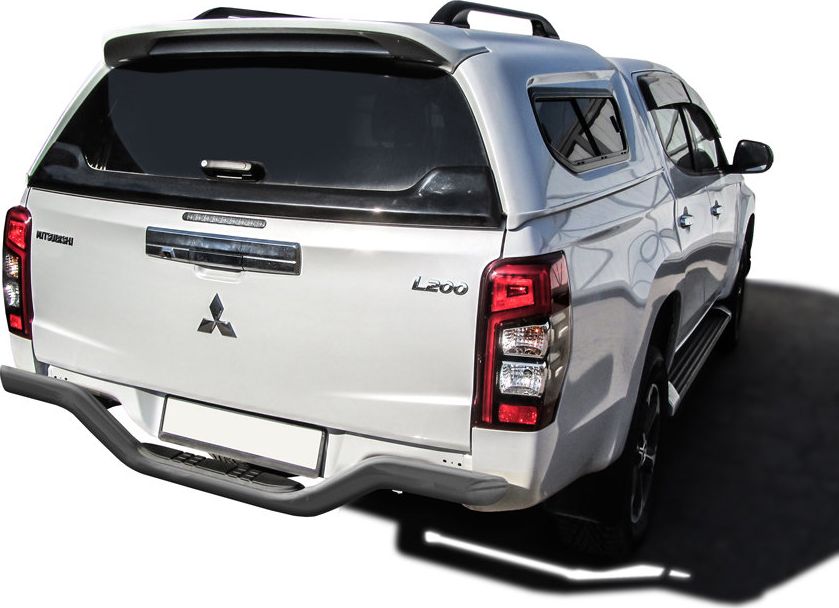 Защита Slitkoff задняя d76 волна с проступью, без бампера для Mitsubishi L200 V рестайлинг 2018-2026 Серебристая. Артикул ML18-012S