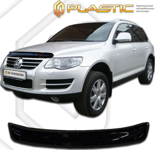 Дефлектор СА Пластик для капота (Classic черный) Volkswagen Touareg 2007-2009. Артикул 2010010101282