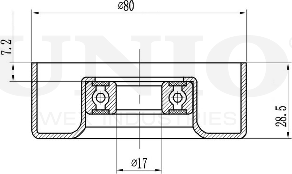 Ролик поликлинового ремня натяжной (Unio). Артикул TNS-10115
