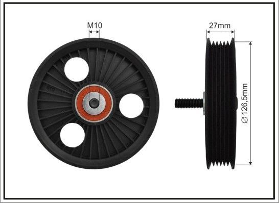 Натяжной ролик (натяжитель) приводного поликлинового ремня Caffaro (полимерный материал). Артикул 500245