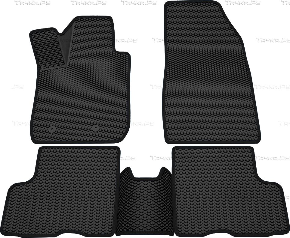 Коврики Rezkon 3D EVA Ромб резиновые для салона Renault Duster II 2021-2026 Черный кант. Артикул 9229005401
