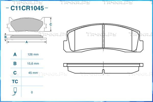 Тормозные колодки Cworks передние для ВАЗ 2104 1985-2012. Артикул C11CR1045