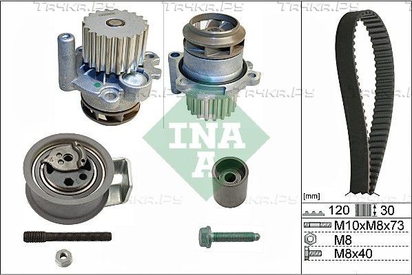 Помпа (водяной насос) с комплектом ремня ГРМ Ina для SEAT Arosa I 2000-2004. Артикул 530 0091 30