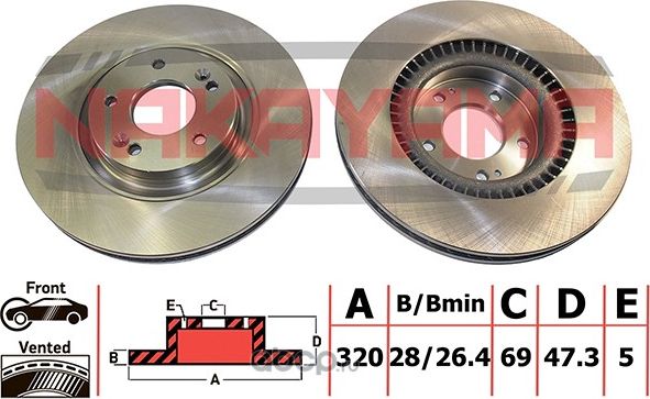 Диск тормозной передний, i40, Grandeur HG, Sonata (Nakayama). Артикул Q5052