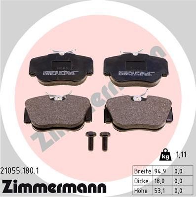 Тормозные колодки Zimmermann. Артикул 21055.180.1