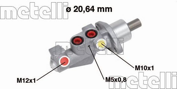 Тормозной цилиндр главный Metelli (алюминий). Артикул 05-0750
