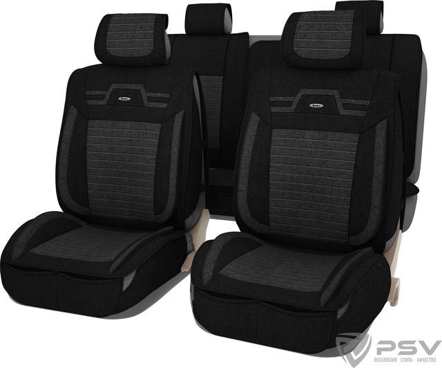 Чехлы-накидки универсальные формованные PSV 2D PREMIUM PSV Krokus на сидения, цвет Черно-серый. Артикул 130572