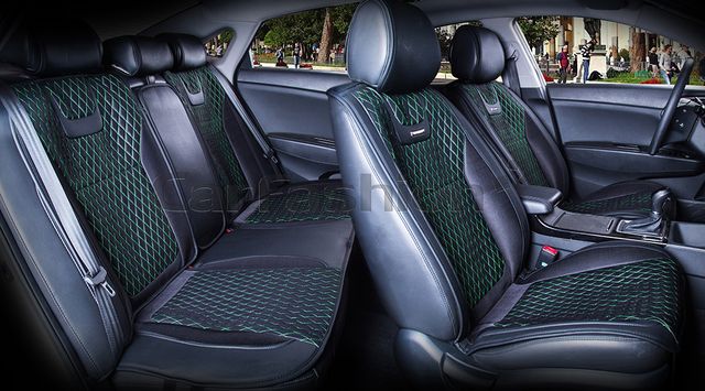 Накидки универсальные CarFashion Torino Plus для авто, цвет Черный/Черный/Зеленый. Артикул 22209