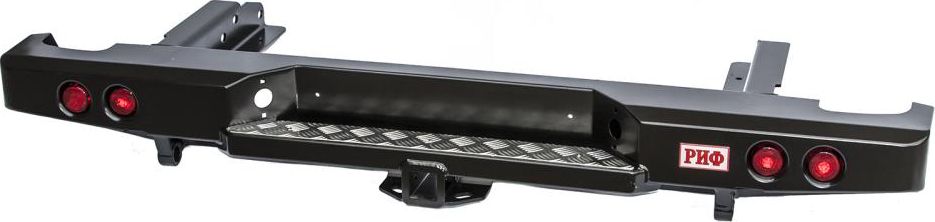 Бампер силовой РИФ задний (кузов 1400 мм) с квадратом под фаркоп и фонарями для Nissan NP300 2008-2010. Артикул RIFD22-20150