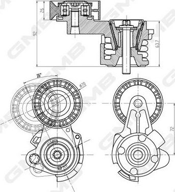 Натяжной ролик (натяжитель) приводного ремня GMB. Артикул GAT20280