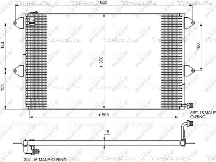 Радиатор кондиционера (конденсатор) NRF для Volkswagen Caddy II 1995-2004. Артикул 35034