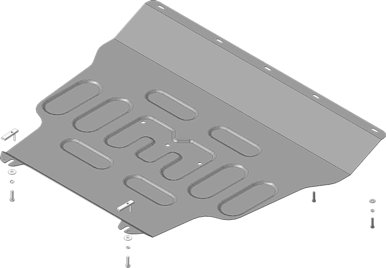 Защита Мотодор для картера двигателя и КПП Geely Coolray 2020-2026. Артикул 74201