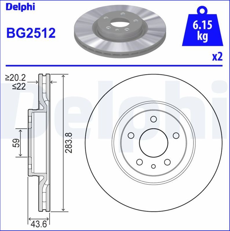 Тормозной диск Delphi. Артикул BG2512
