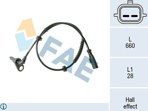 Датчик ABS FAE задний левый для Renault Modus I 2004-2015. Артикул 78411