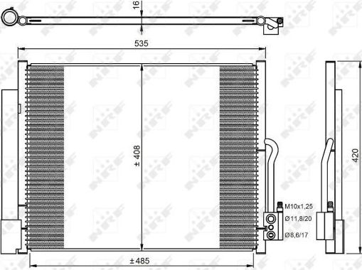 Радиатор кондиционера (конденсатор) NRF (алюминий). Артикул 350053