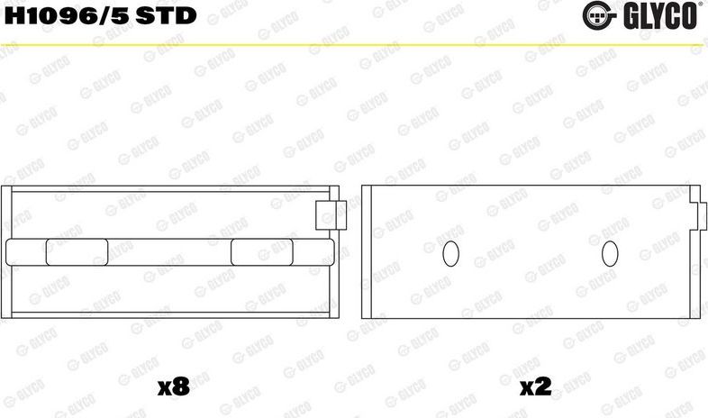 Вкладыши коренные Glyco для Alfa Romeo 147 I 2001-2010. Артикул H1096/5 STD