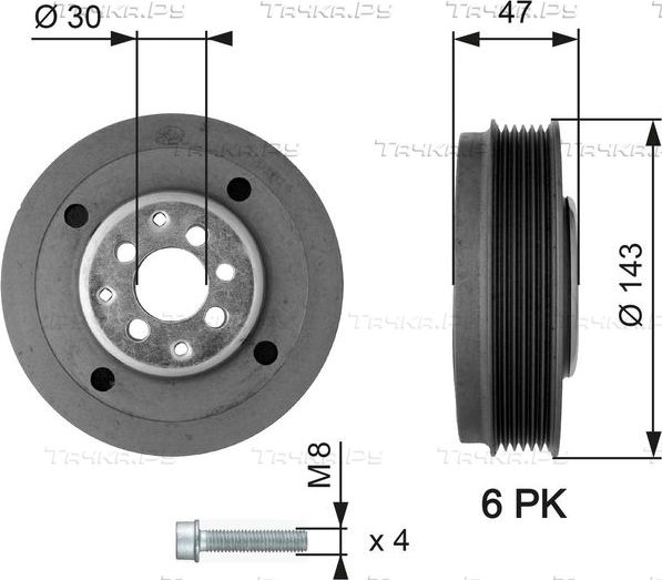Шкив коленвала Gates DriveAlign® для SEAT Toledo II 2000-2006. Артикул TVD1014A