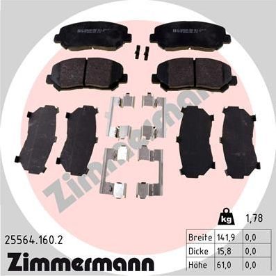 Тормозные колодки Zimmermann передние для Mazda CX-5 II 2017-2024. Артикул 25564.160.2