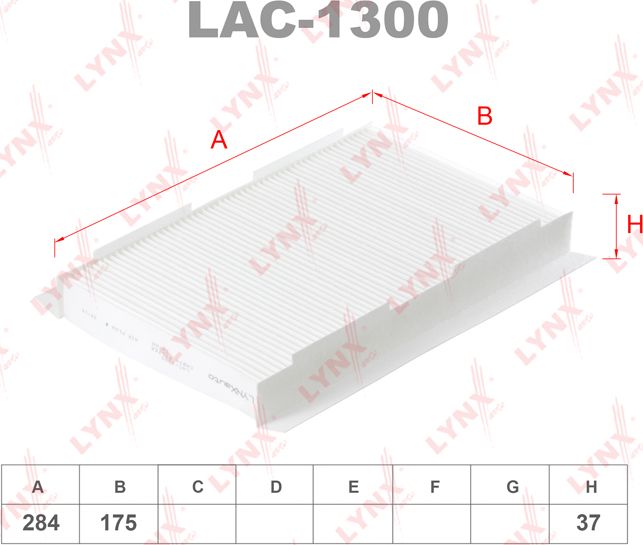 Салонный фильтр LYNXauto. Артикул LAC-1300