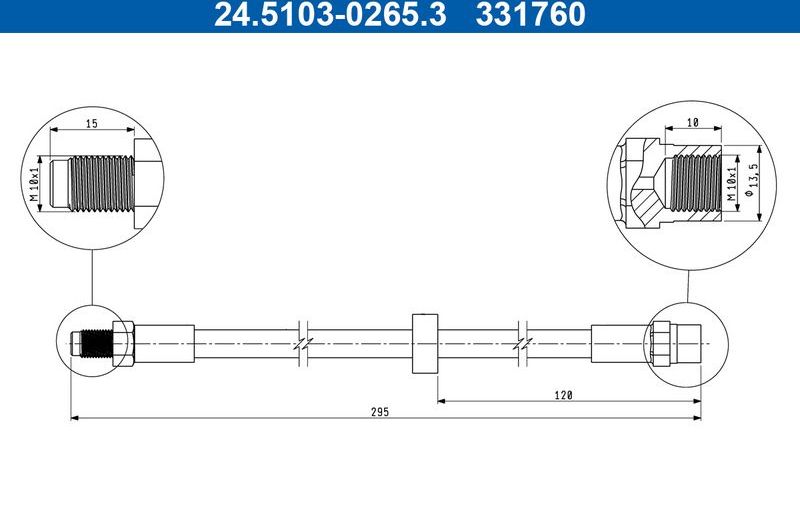 Тормозной шланг ATE. Артикул 24.5103-0265.3