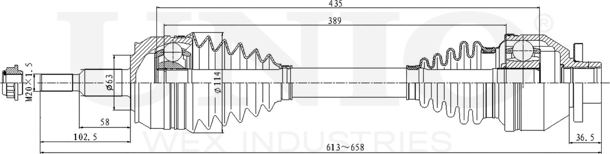 Вал приводной (Unio). Артикул CVJ-10080