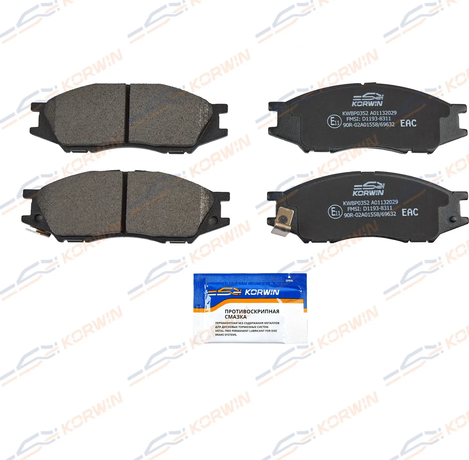 Колодки тормозные перед. Nissan Almera Classic (B10) 06 (Korwin). Артикул KWBP0352