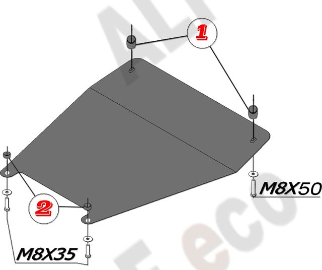 Защита алюминиевая Alfeco для картера (малая) Subaru Forester lll 2008-2012. Артикул ALF.22.17al