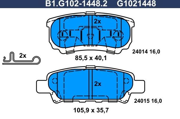 Тормозные колодки Galfer. Артикул B1.G102-1448.2