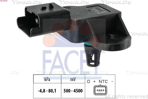 Датчик абсолютного давления (ДАД, MAP) Facet Made in Italy - OE Equivalent для Citroen C3 II 2009-2016. Артикул 10.3270