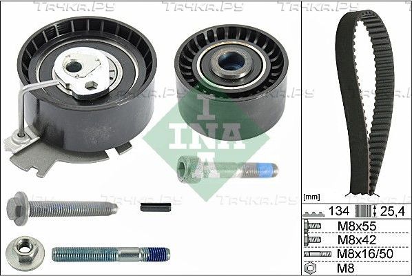 Ремень ГРМ с роликами (комплект) Ina для Peugeot 1007 2005-2009. Артикул 530 0379 10