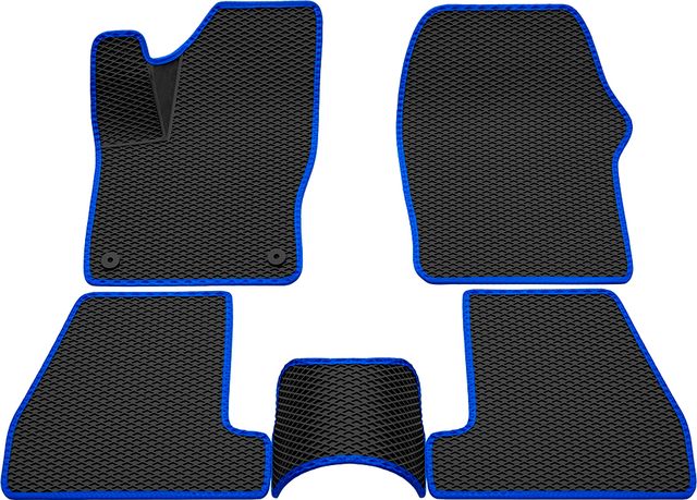 Коврики Rezkon 3D EVA ромб резиновые для салона Ford Focus III 2015-2019 Синий кант. Артикул 9216010203