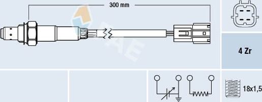Лямбда-зонд (кислородный датчик) FAE. Артикул 77395