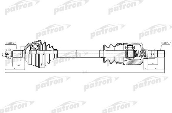 Полуось (привод в сборе, приводной вал) Patron. Артикул PDS0311