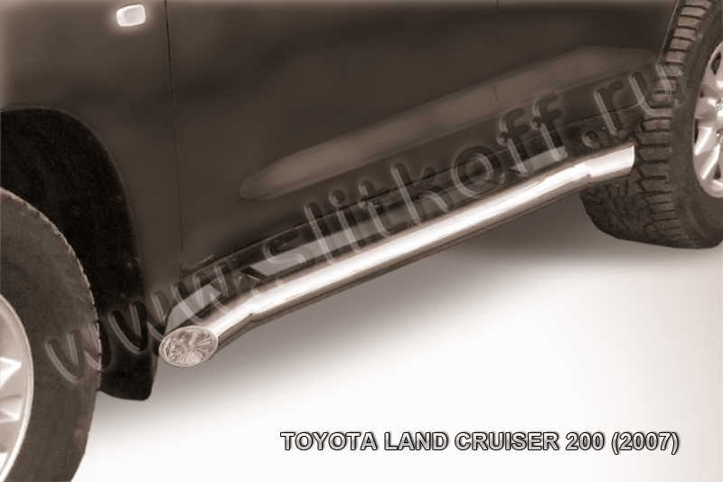 Пороги Slitkoff труба d76 с загибами для Toyota Land Cruiser 200 2007-2012. Артикул TLC2-016