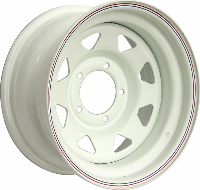 Колёсный диск OFF-ROAD Wheels усиленный стальной белый 5x139,7 8xR15 d110 ET-25 (треуг. мелкий) для Suzuki Jimny 1998-2018. Артикул 1580-53910WH-25A17