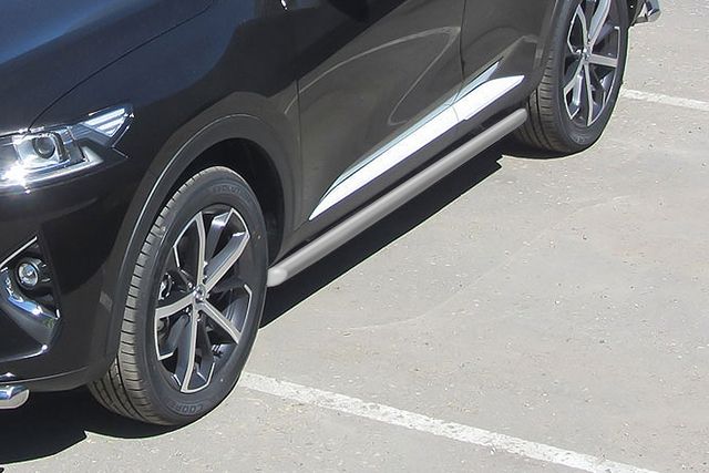 Защита порогов Slitkoff d57 труба для Haval F7 2019-2026 Серебристая. Артикул HavF7006S