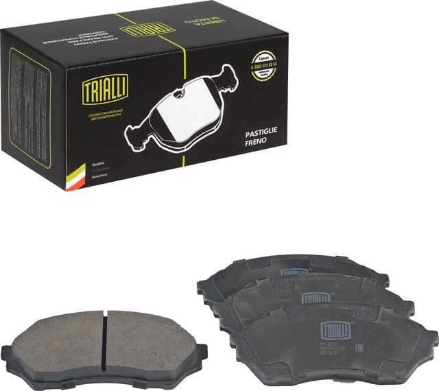 Тормозные колодки Trialli (Low-Metallic) передние для Mazda 323 VI (BJ) 1998-2004. Артикул PF 4257