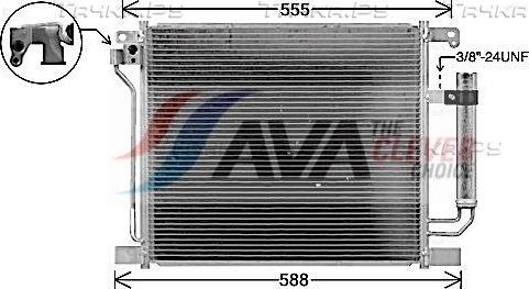 Радиатор кондиционера (конденсатор) AVA (алюминий) для Nissan Juke I 2010-2019. Артикул DN5467D
