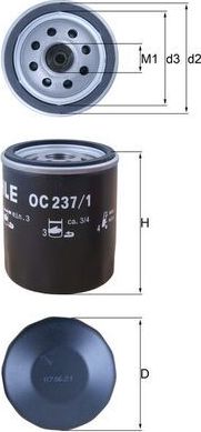 Масляный фильтр Mahle-Knecht. Артикул OC 237/1